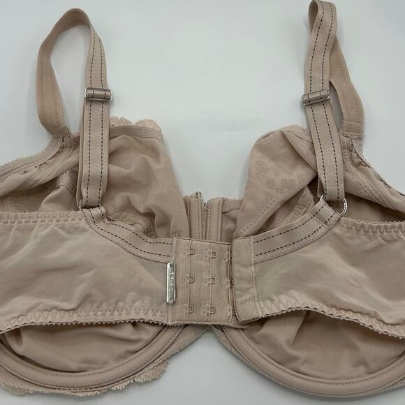 Chantelle Rive Gauche Full Coverage Unlined Bra 38G/DDDD Nude Cappuccino Lace - Picture 11 of 13